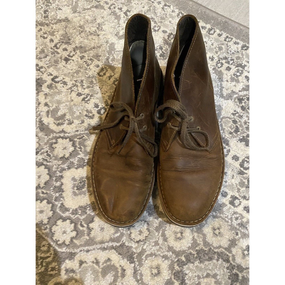 Clarks Men's Bushacre Beeswax Brown Leather Chukka Boot Size 10
